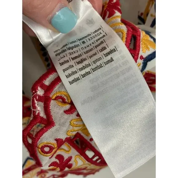 FARM RIO Mary's Tiles Multicoloured Floral Embroidery White MEDIUM - Picture 3 of 8